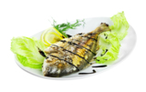 food_roast_fish_isolated_white