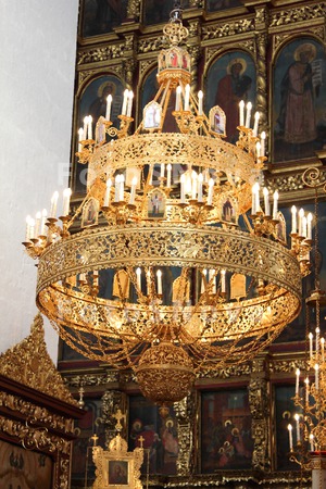 Chandelier;gold;candles;white;